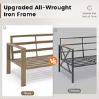 UDPATIO 6 Piece Patio Furniture Set, Faux Wood Metal Outdoor Sectional Sofa - Image 6