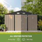 Patiowell 10 x 8 FT Outdoor Storage Shed, Large Garden Tool Metal Shed - Image 4
