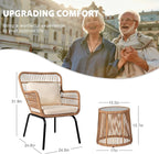 3 Piece Outdoor Wicker Furniture Bistro Set, Rattan Chairs Conversation Sets - Image 6