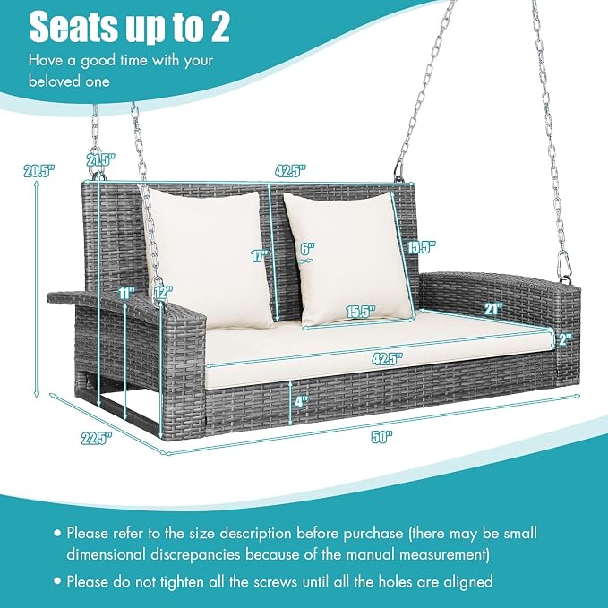 RELAX4LIFE 2-Person Porch Swing Bench - Image 3