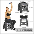 Delxo Folding Step Stool 13 inch Height Heavy Duty Foldable Step Stools - Image 2