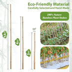 Plant Stakes, 4.8 FT Natural Bamboo Garden Stakes, Bamboo Sticks - Image 2