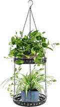 Plant Hanger Indoor Outdoor, 2 Tier Hanging Planter Plant Shelf, Metal Hanging by PIKAMAO