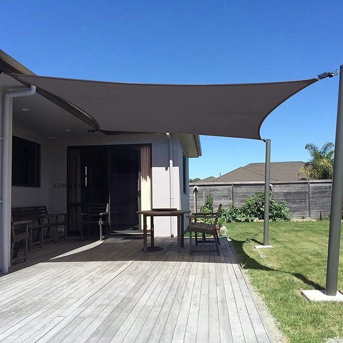 SUNNY GUARD Custom Size 4'x8' Dark Grey Sun Shade Sail Rectangle UV Block Shade by SUNNYGUARD