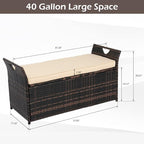 VINGLI 40 Gallon Outdoor Rattan Deck Box w/Cushion, Patio Wicker Storage Box - Image 3