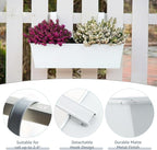3 Pack Metal Railing Planters, 16 Inch Large Rectangular Hanging Flower Pots - Image 3