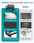 SERWALL Outdoor Glider Bench Set of 4, HDPE Weather-Resistant Swinging Bench - Image 7