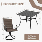 MELLCOM 5-Piece Outdoor Dining Set, 4 Swivel Rocker Chairs - Image 2