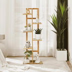 DolceLuna Plant Stand Indoor Corner, Tiered Bamboo Plant Shelf 46 Inch Tall - Image 7