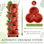 Umigy 2 Set Clay Red 7 Tier Stackable Vertical Planters - Image 4