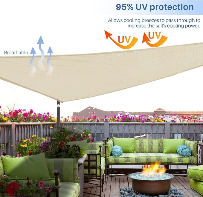 E&K Sunrise 2' x 2' x 2' Sun Shade Sail Triangle Canopy Shade Cover UV Block - Image 5