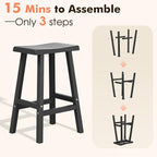 NUNU LAB Waterproof Barstools Set of 2-24 Inch HDPE Dining Height - Image 7