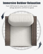 Outdoor Swivel Recliner Chair, All-Weather Wicker Reclining Patio Chair - Image 7