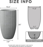 Kante 24 Inch Tall Round Concrete Planter, Large Indoor Outdoor Plant Pots - Image 2