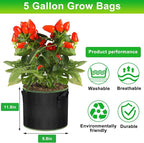 5 Gallon Grow Bags-3 Pack, Thickened Nonwoven Fabric Aeration Planter Bags - Image 5