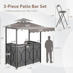 Tangkula 3 Piece Patio Bar Set, Grill Gazebo & 2 Foldable Bar Stools - Image 4