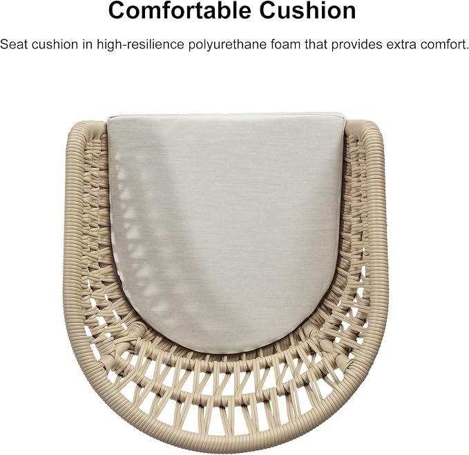 PURPLE LEAF Outdoor Rattan 29" Bar Stools Set of 2, Modern Boho Aluminum Patio - Image 6