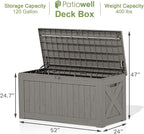 Patiowell 120 Gallon Large Deck Box, Outdoor Lockable Storage Box - Image 4