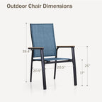 PHI VILLA 5 PCS Patio Dining Set, 4 Outdoor Aluminum Stackable Sling Chairs - Image 7