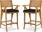 Best Choice Products Set of 2 Outdoor Acacia Wood Bar Stools Bar Chairs by BestChoiceProducts