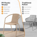 VINGLI PE Rattan Outdoor Dining Chairs Set of 2, Plastic Stackable Patio Chairs - Image 6
