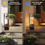 Solar Lamp Post Light with Planter, Matte Black Outdoor Flower Pots with Mosaic - Image 4