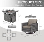 Belord 5 Pieces Wicker Patio Furniture Set: 4 Outdoor Swivel Glider Rocker - Image 2