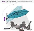 PURPLE LEAF 11 Feet Patio Umbrella Outdoor Cantilever Round Umbrella Aluminum - Image 6