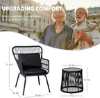 3 Piece Outdoor Wicker Furniture Bistro Set, Rattan Chairs Conversation Sets - Image 5