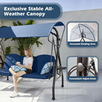 800LBS Patio Swing with Canopy 3 Seat Outdoor Porch Swing with Stand w/Cup - Image 5