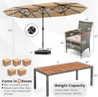 Tangkula 10 Pieces Patio Wicker Dining Set w/Double-Sided Patio Umbrella - Image 4