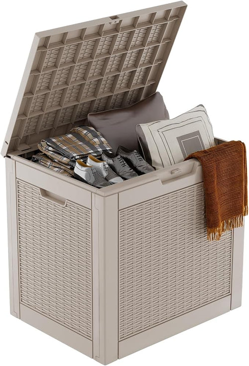 37 Gallon Outdoor Deck Box, Lockable Waterproof Outdoor Storage Boxes by MAIUSCOLI