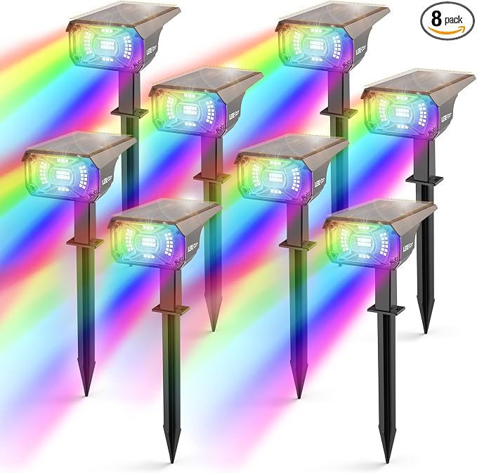 Solar Spotlights Outdoor, 40 LED s Color Changing RGB Waterproof Landscape by LEREKAM