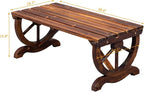 Outvita Wooden Garden Bench, Outdoor Rustic Wagon Wheel Bench - Image 3