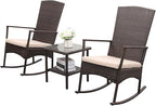 Outdoor Rocking Chair 3 Pieces High-Backed Rocking Chair Patio Rocking Chairs - Image 4