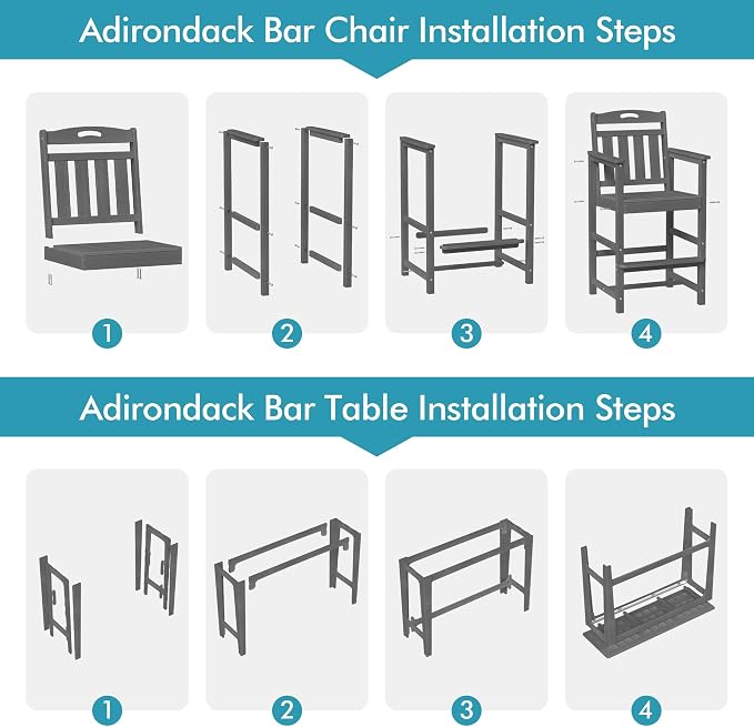Ciokea 3 Pcs Outdoor Bar Height Table Set, Heavy-Duty All-Weather HDPE Patio - Image 9