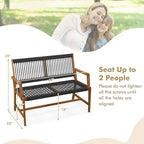 Tangkula Outdoor Acacia Wood Bench, All-Weather Rope Woven Garden Bench - Image 3