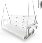 Wooden Porch Swing 3-Seater, High Backrest and Deep Seat, Bench Swing by FortuneCandy