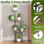 Plant Stand Indoor with Grow Lights, 2 Hanging Hooks, 5-Tiered Tall Plant - Image 4