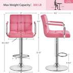 Yaheetech Bar Stools Set of 4, Velvet Fabric Swivel Barstools, Height - Image 3