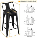 Yaheetech Bar Stools Set of 4, Metal Counter Height Chairs, 26 Inch Industrial - Image 3