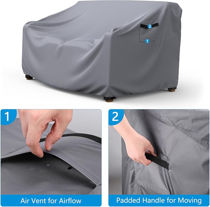 Heavy Duty Patio Sofa Cover, Mrrihand 3-Seater Outdoor Sofa Loveseat Cover - Image 4