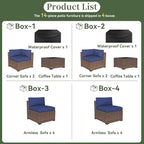 Aoxun 14 Piece Patio Furniture Set Wicker Rattan Patio Conversation Set Outdoor - Image 6