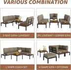 NATURAL EXPRESSIONS Patio Furniture Sets, Metal Outdoor Sectional L Shape - Image 7
