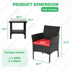 FDW | 3-Piece Patio Furniture Set | Black & Red | Outdoor Wicker Furniture - Image 2