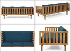 Merax Outdoor 3 Seater Daybed, Acacia Wood Day Bed Couch Sofa - Image 6