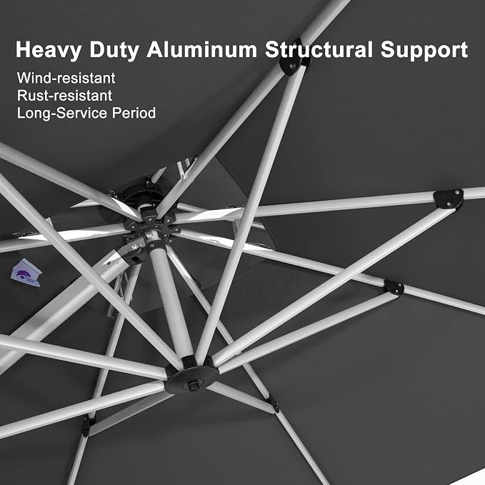PURPLE LEAF 9' X 11' Patio Umbrella Outdoor Rectangle Umbrella Large Cantilever - Image 3