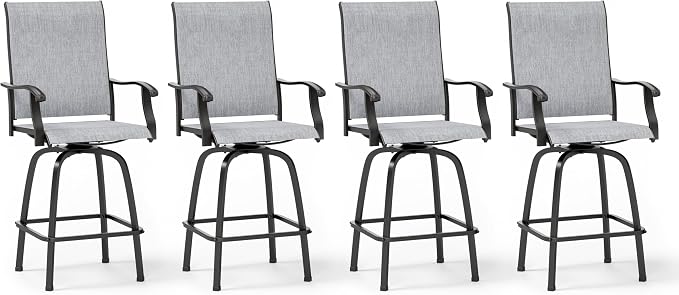 MFSTUDIO Outdoor Bar Stools Set of 4, Swivel Bar Height Patio Chairs Outdoor by MFSTUDIO
