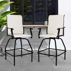 LEVELEVE Patio Bar Set 2pcs Swivel Bar Stools Outdoor Bistro Textilene - Image 3