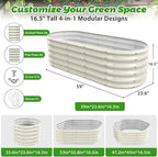 17" Tall Outdoor Garden Raised Garden Bed Kits, 5ft X 2ft Oval, 0.8MM Thick - Image 4